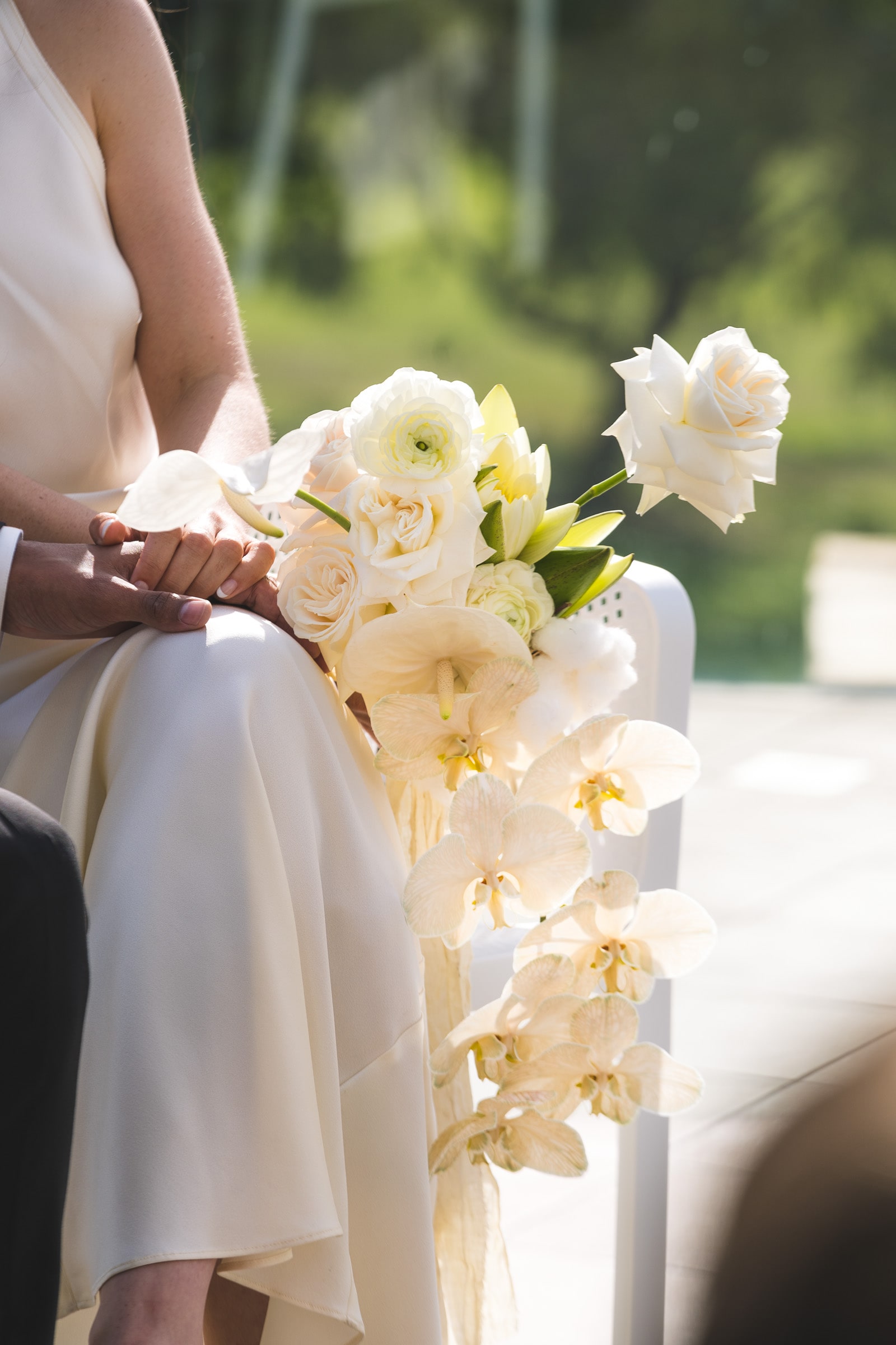 Floral details during rooftop ceremony